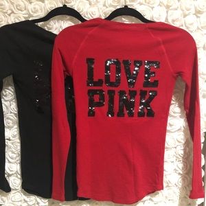 VS PINK Henley shirts with sequins